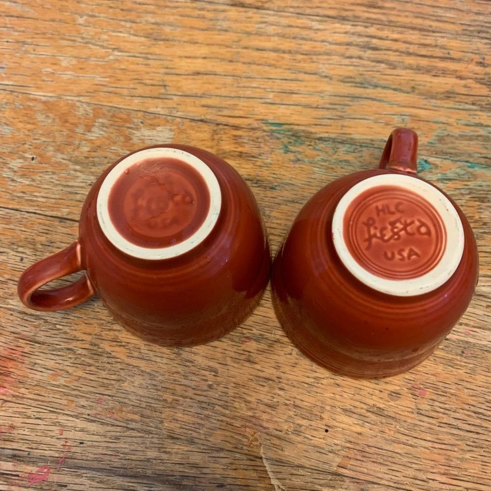 Fiestaware paprika set of 2 retro tea cups - Picture 4 of 4